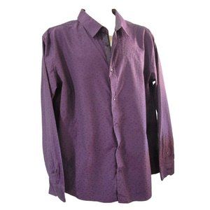 Pavini Purple Textured Men's XXL Button Up Contrast Accent Shirt EUC Cotton